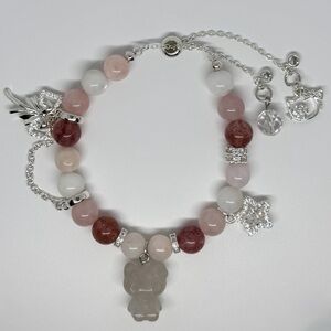 Hello Kitty Clear Quartz, Rose Quartz, Strawberry Quartz, Morganite, Moonstone